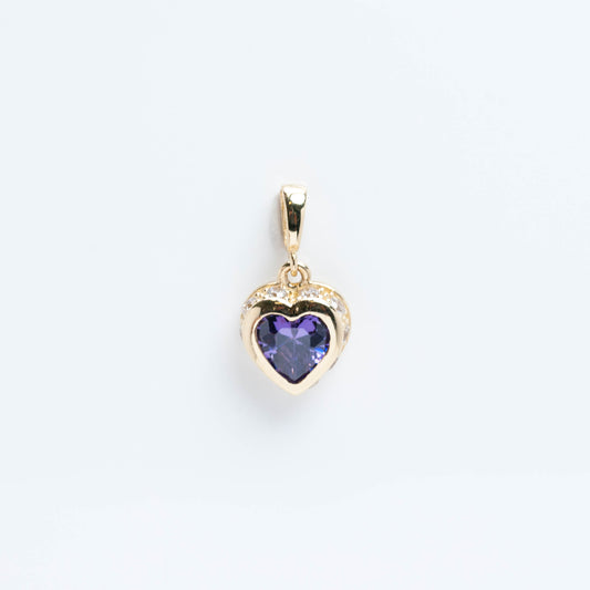 14K Gold Small Purple Heart Pendant