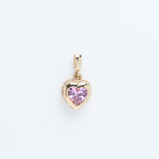 14k Gold Small Pink Heart Pendant
