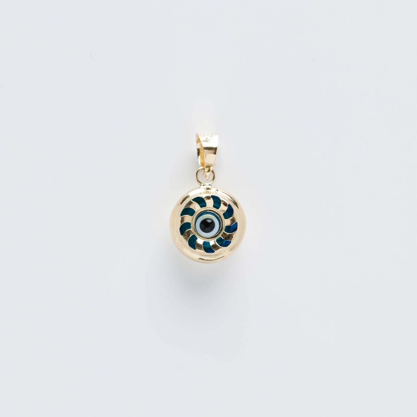 14K Gold Blue Evil Eye Pendant