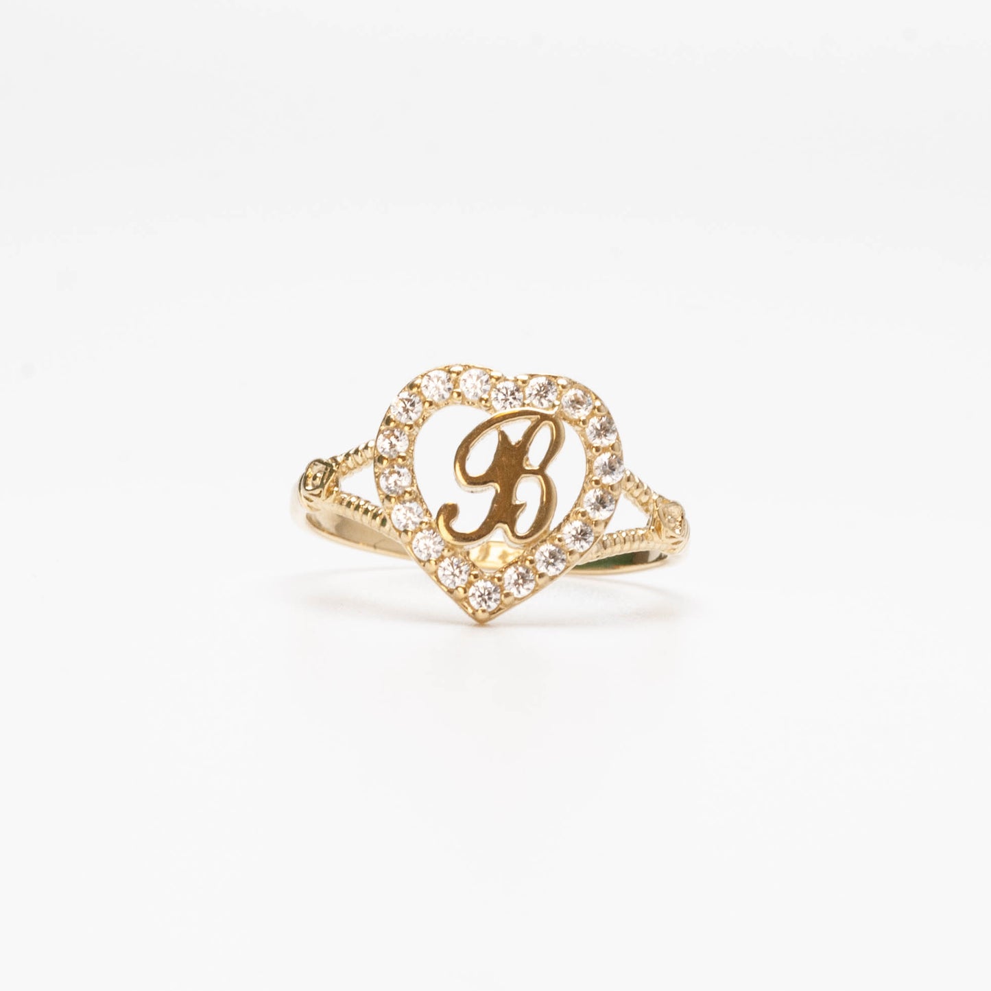 10K Heart Initial B Ring