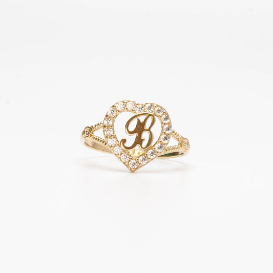 10K Heart Initial B Ring