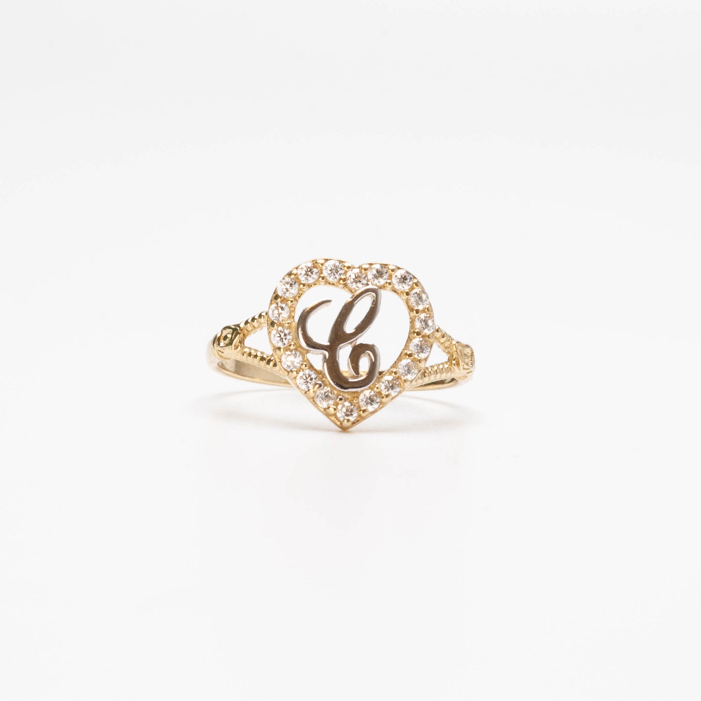 10K Heart Initial C Ring