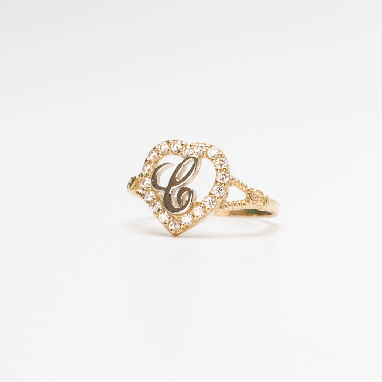 10K Heart Initial C Ring