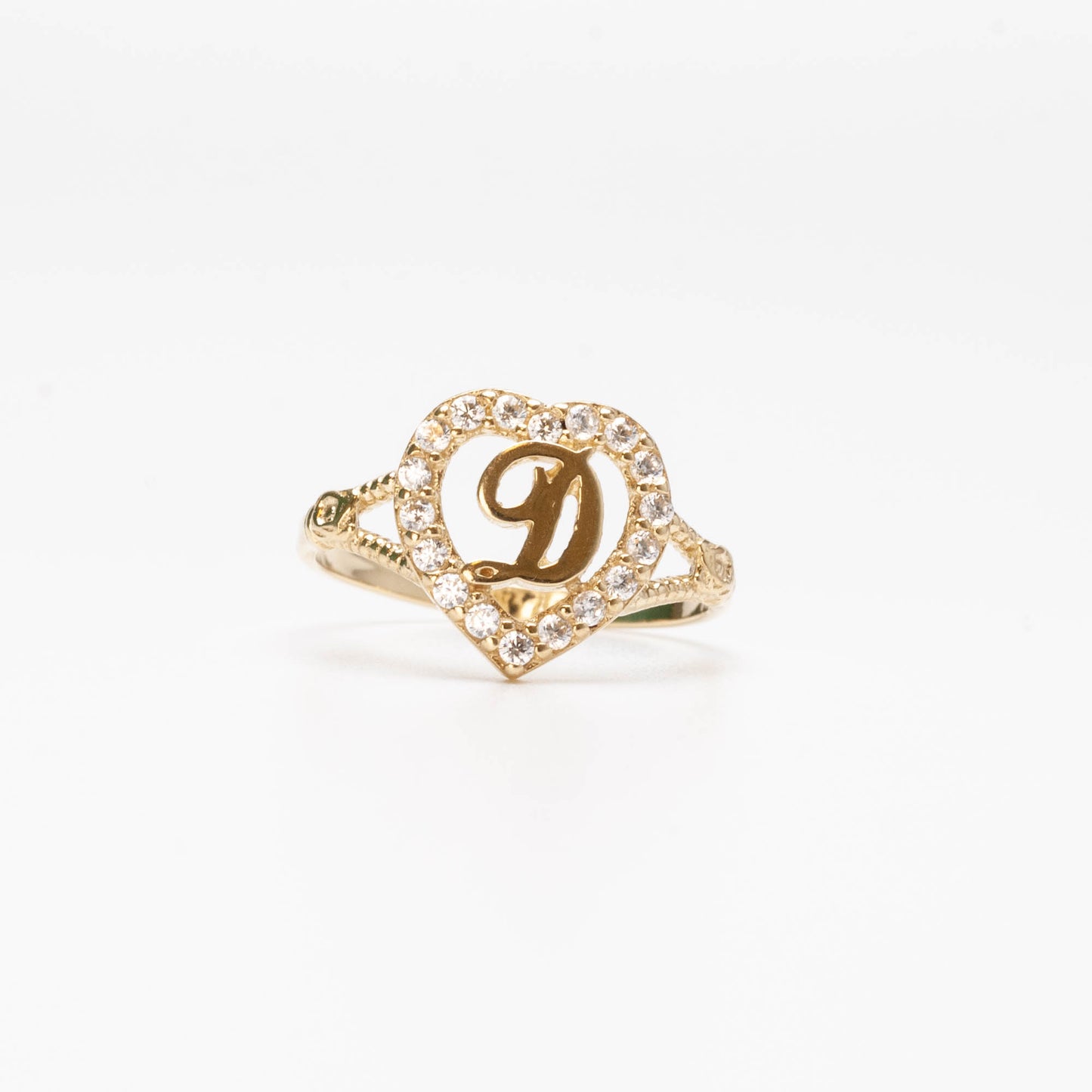 10K Heart Initial D Ring