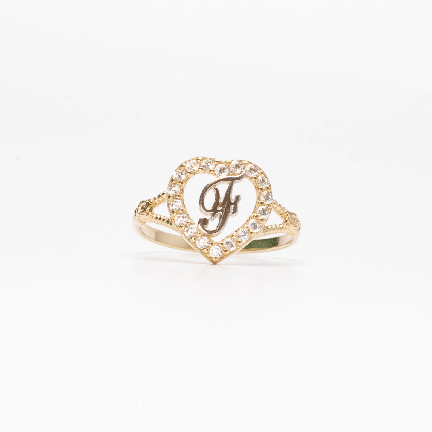 10K Heart Initial F Ring