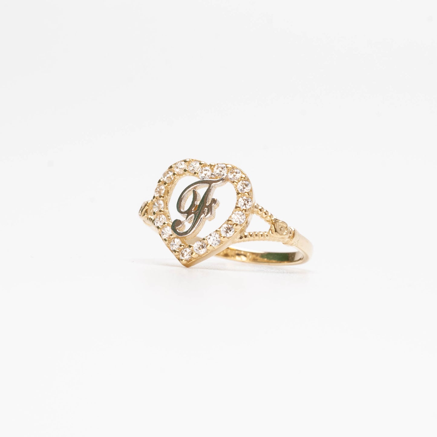 10K Heart Initial F Ring