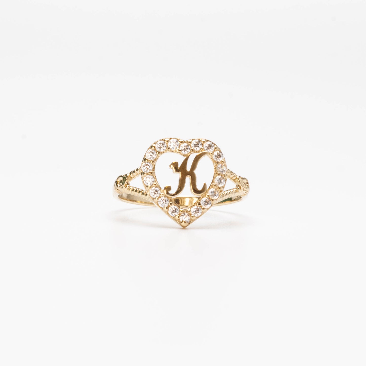 10K Heart Initial K Ring