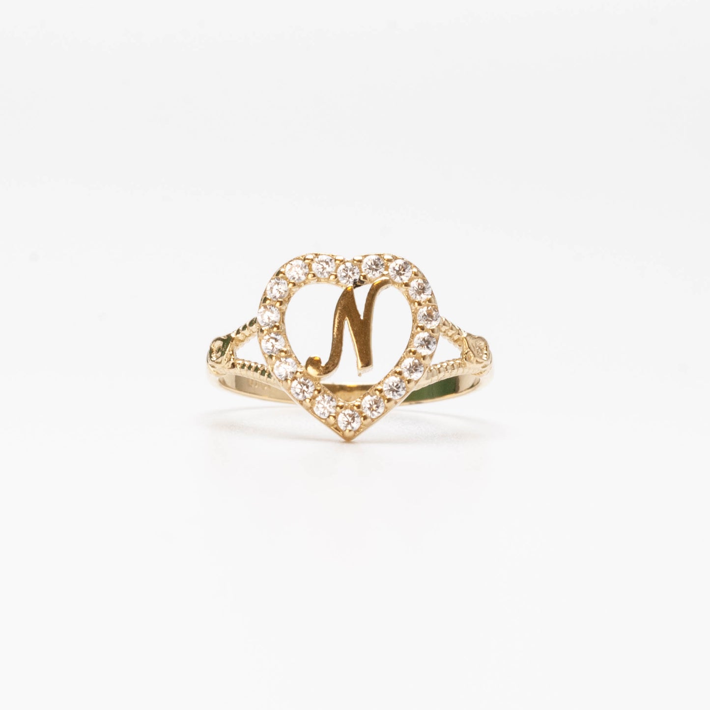 10K Heart Initial N Ring