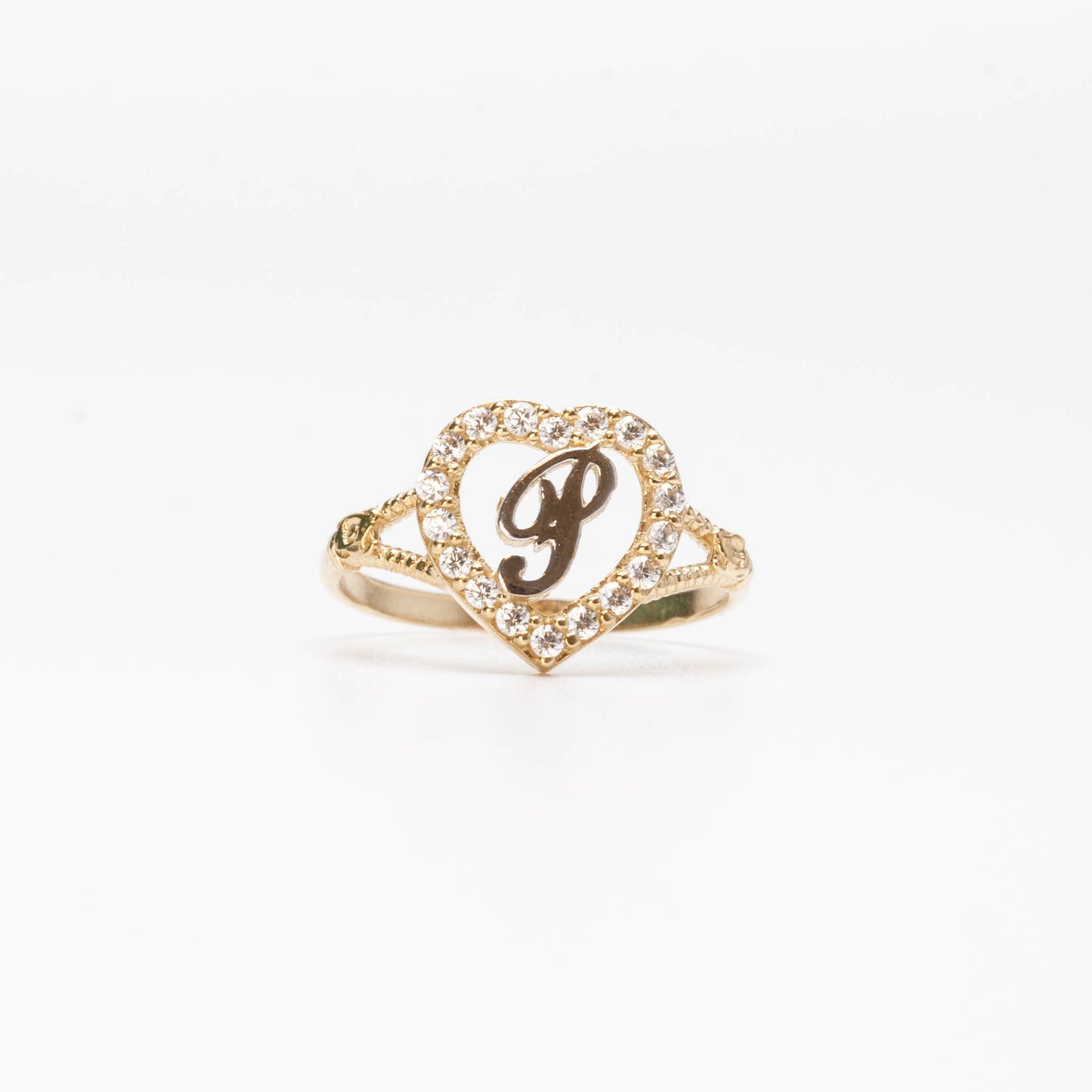 10K Heart Initial P Ring