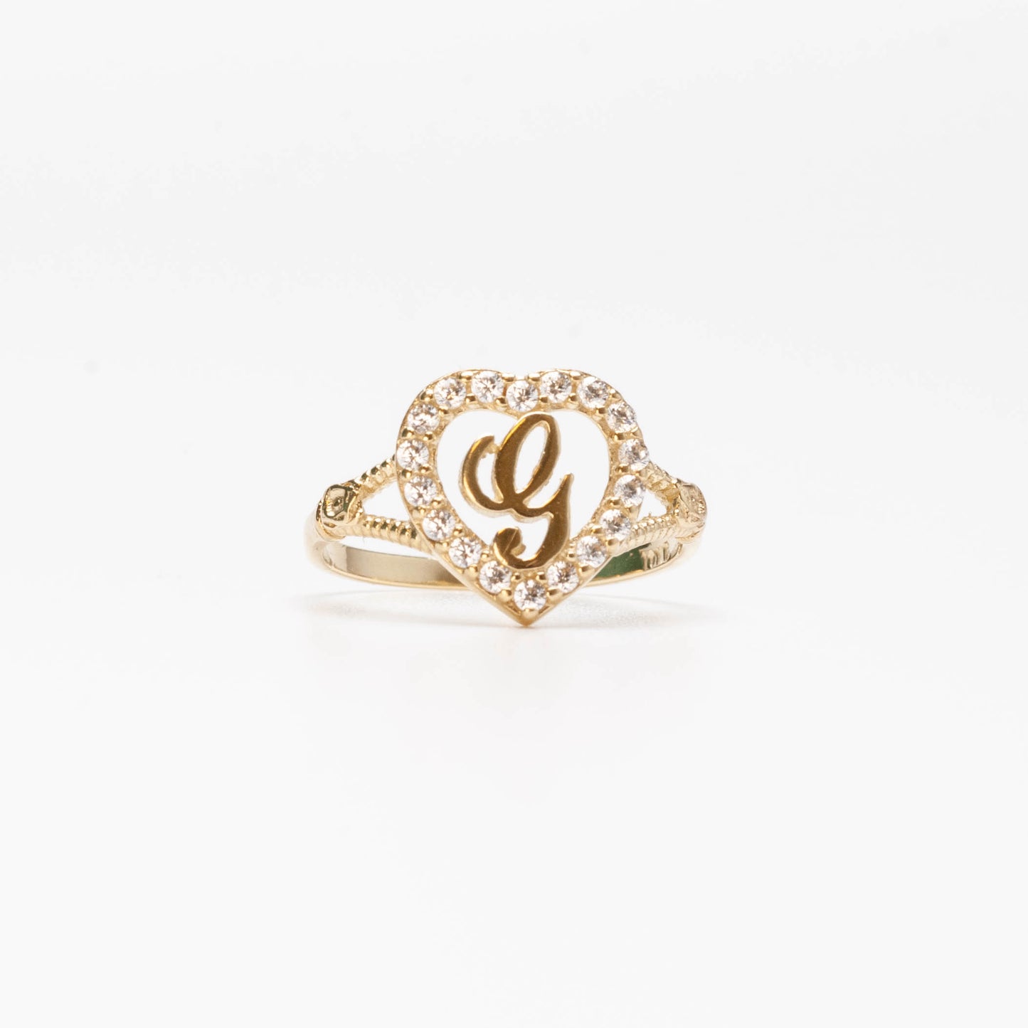 10K Heart Initial G Ring