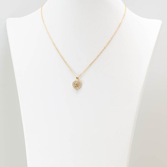 10K Gold Heart A Initial Necklace