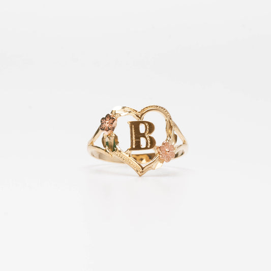 10K Heart Initial B Ring