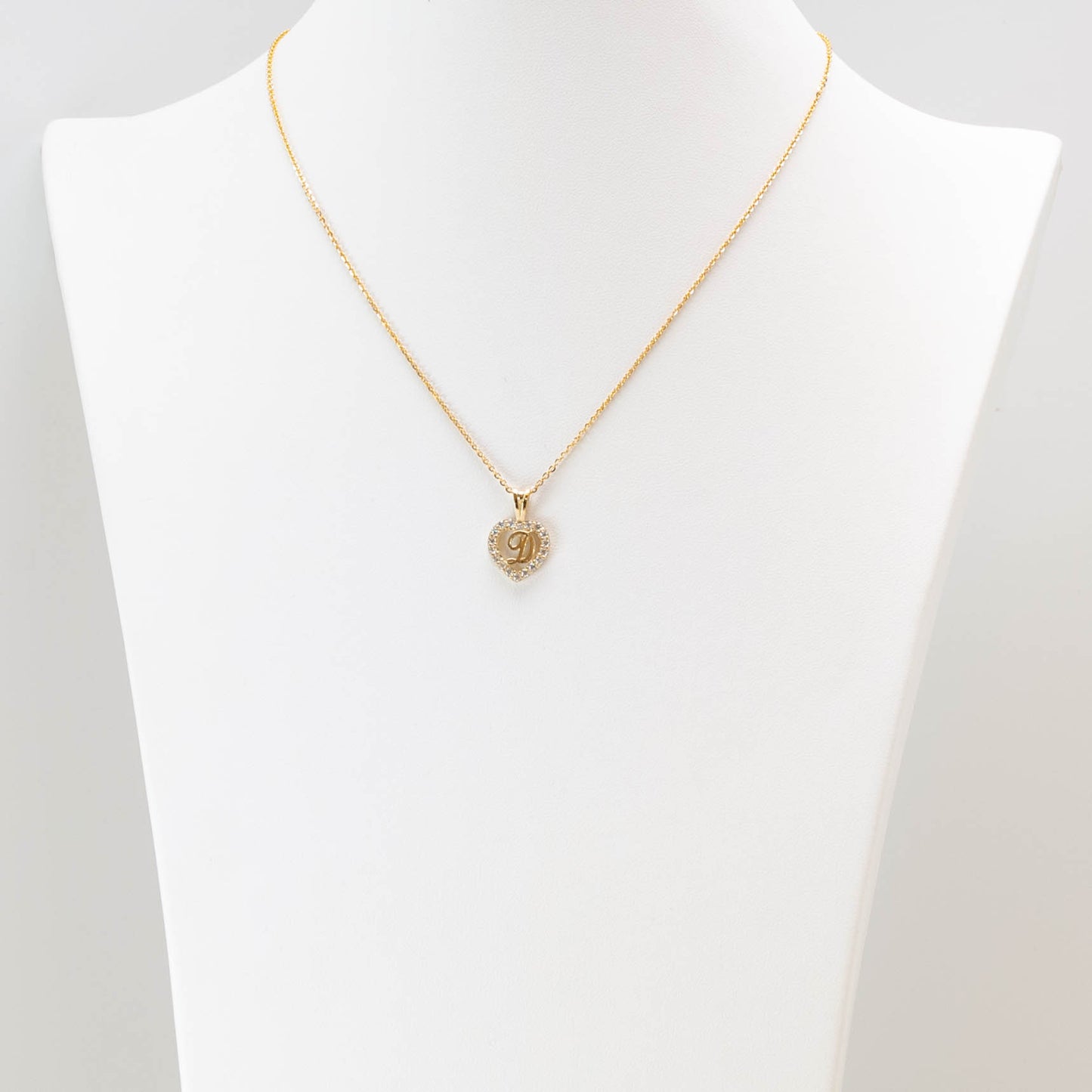 10K Gold Heart D Initial Necklace