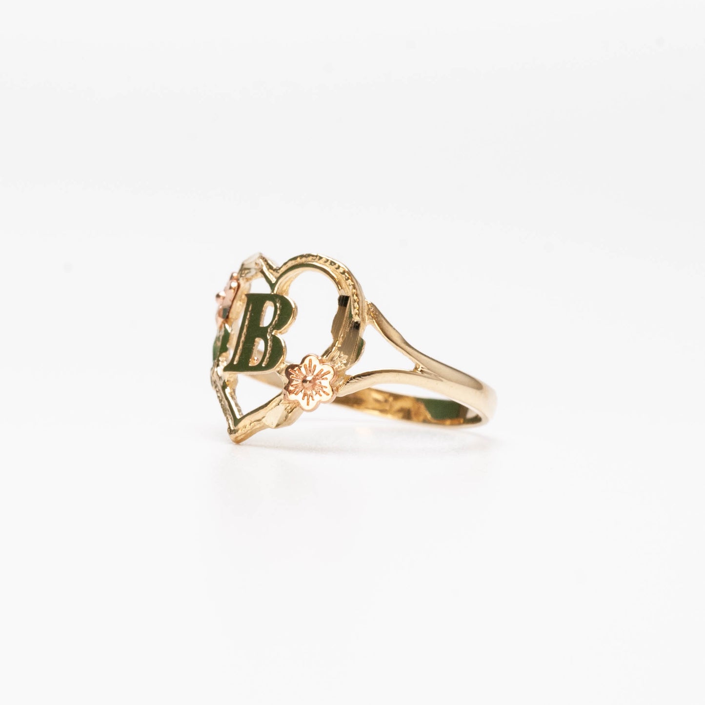 10K Heart Initial B Ring