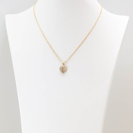 10K Gold Heart E Initial Necklace