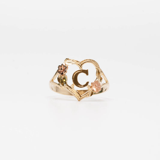 10K Heart Initial C Ring