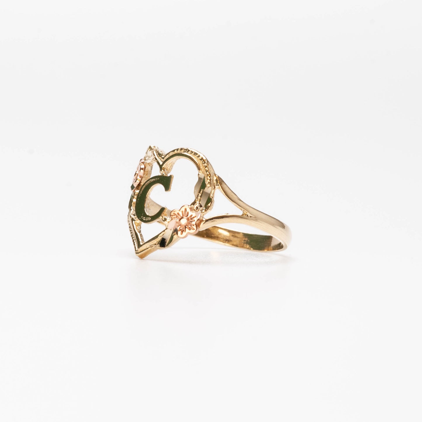 10K Heart Initial C Ring