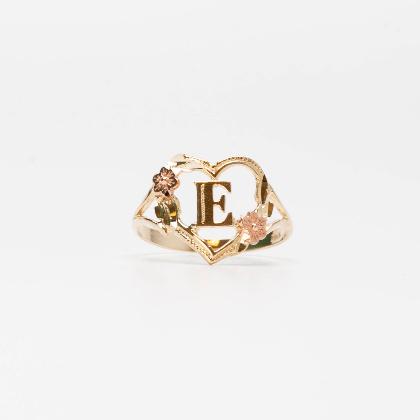 10K Heart Initial E Ring