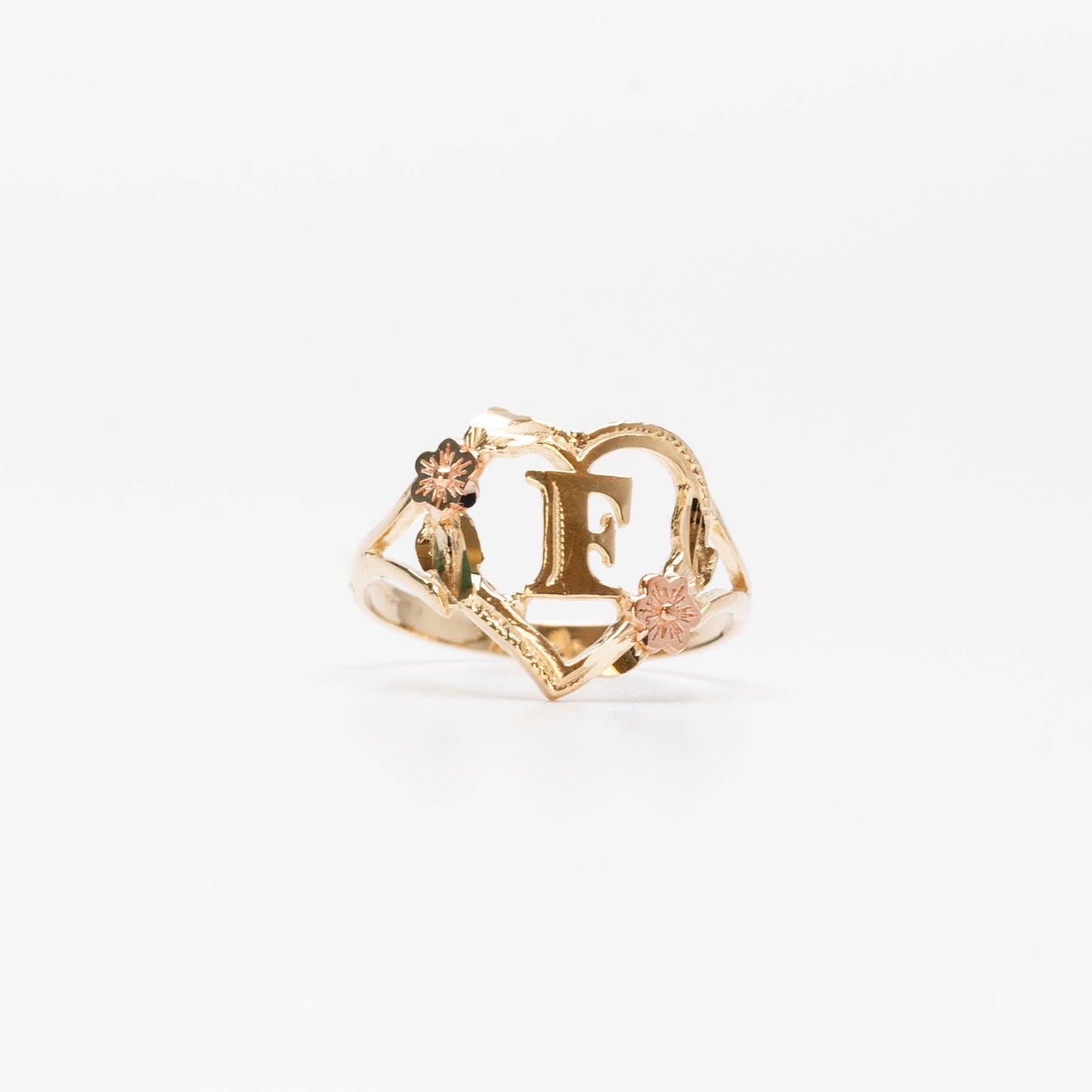 10K Heart Initial F Ring