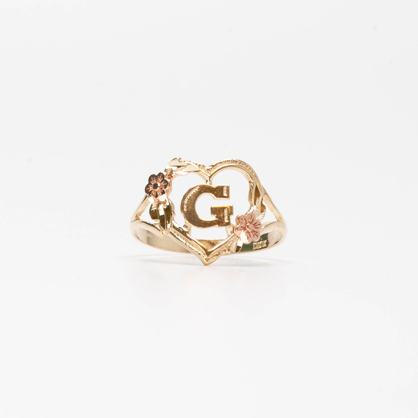 10K Heart Initial G Ring