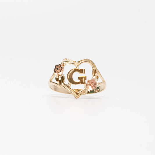 10K Heart Initial G Ring