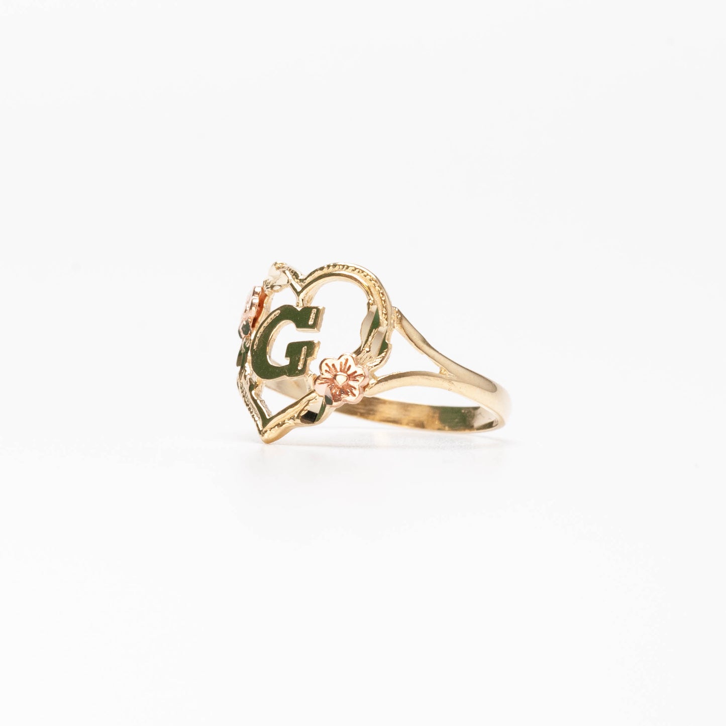 10K Heart Initial G Ring