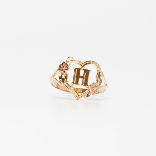 10K Heart Initial H Ring