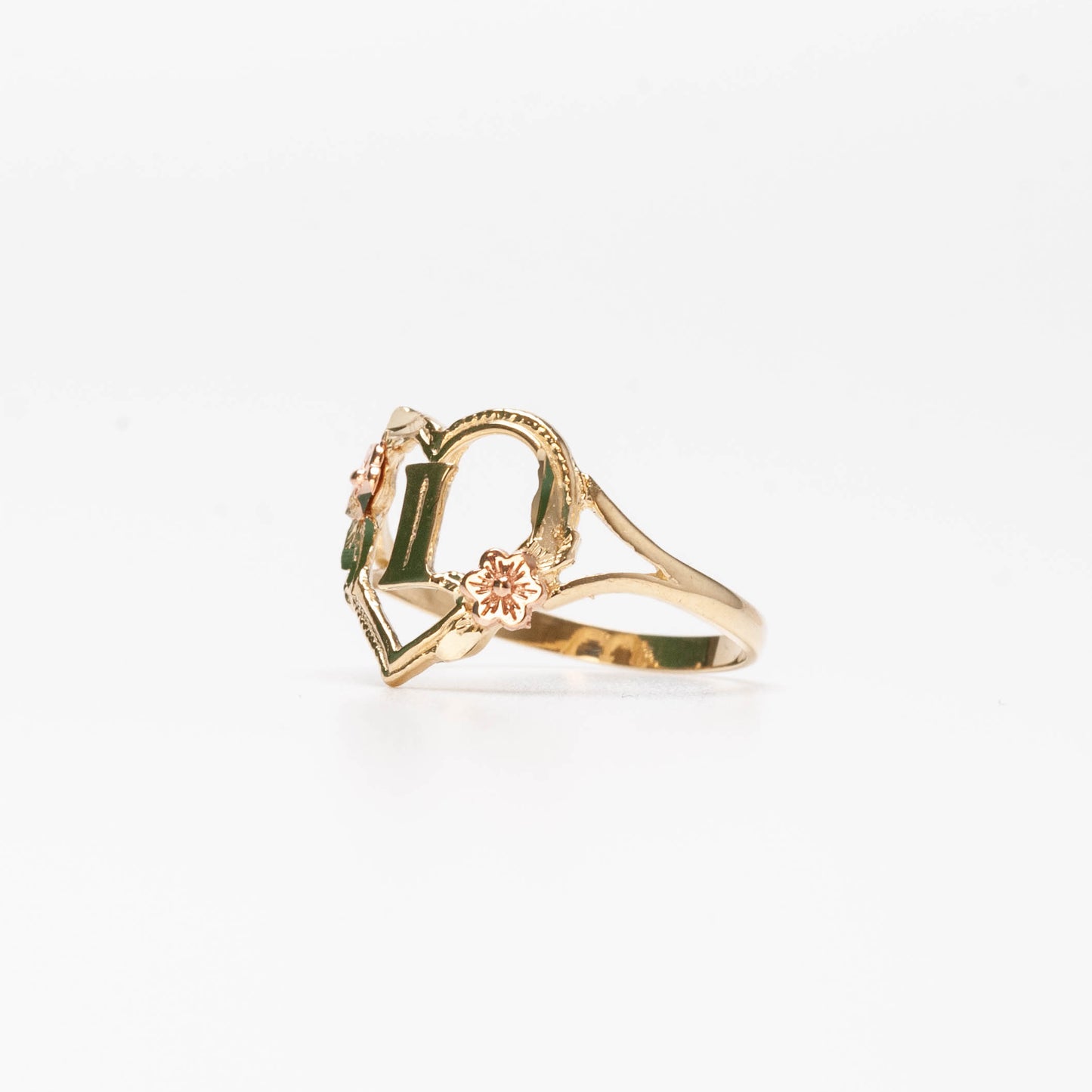 10K Heart Initial I Ring