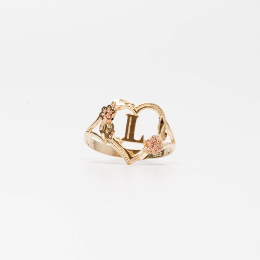 10K Heart Initial L Ring