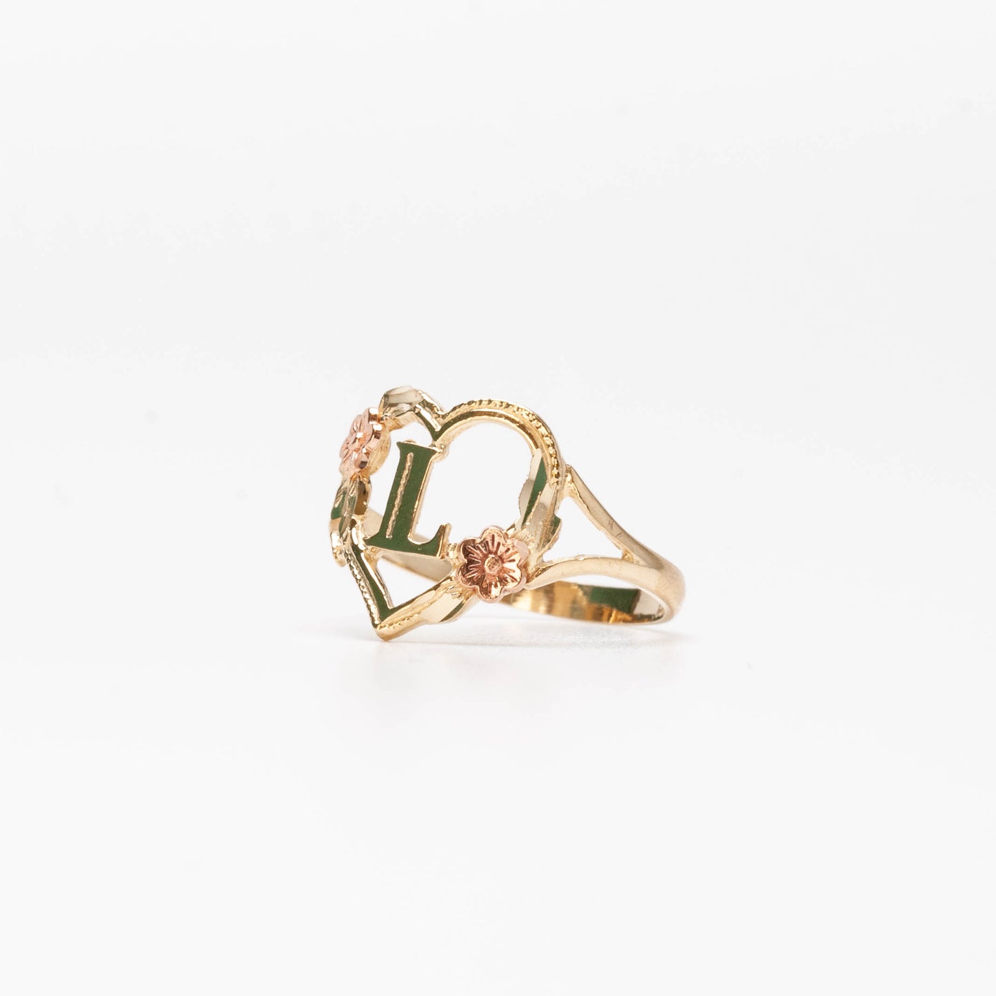 10K Heart Initial L Ring