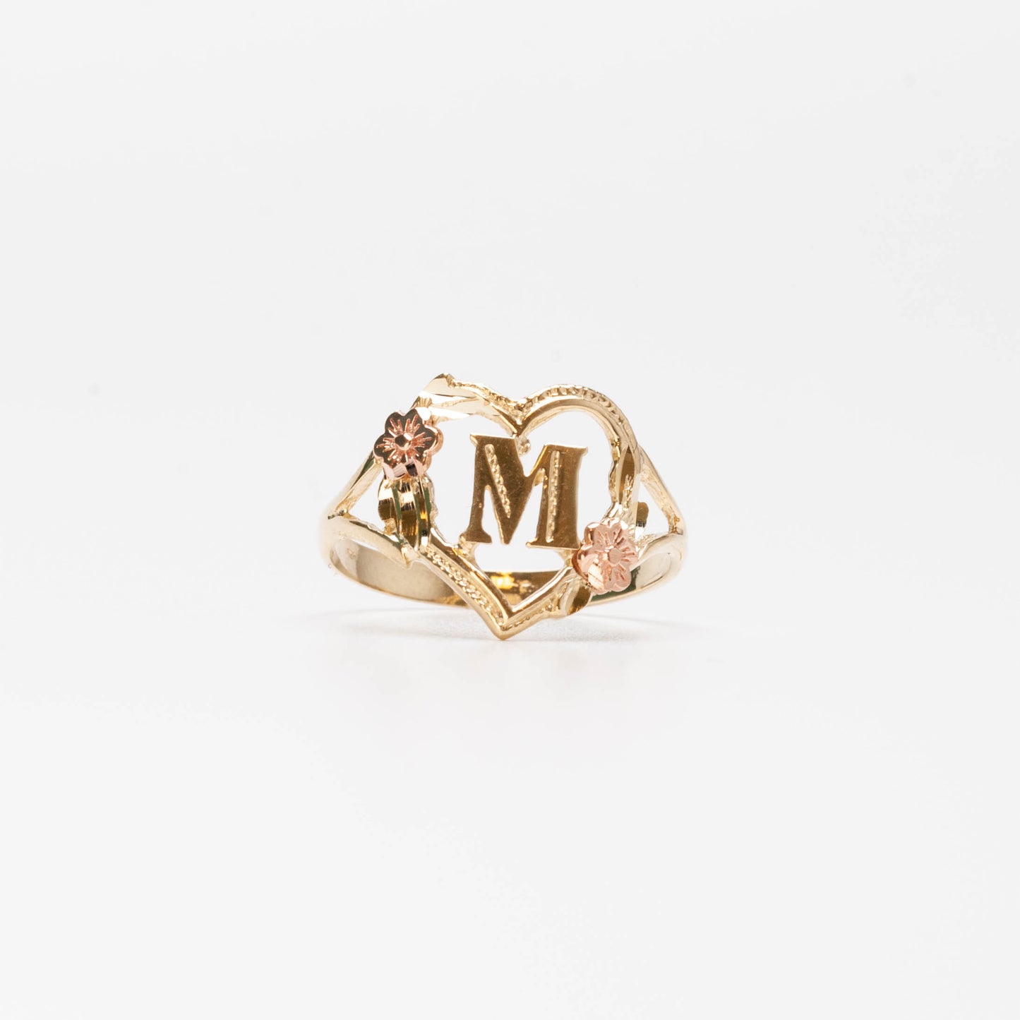 10K Heart Initial M Ring