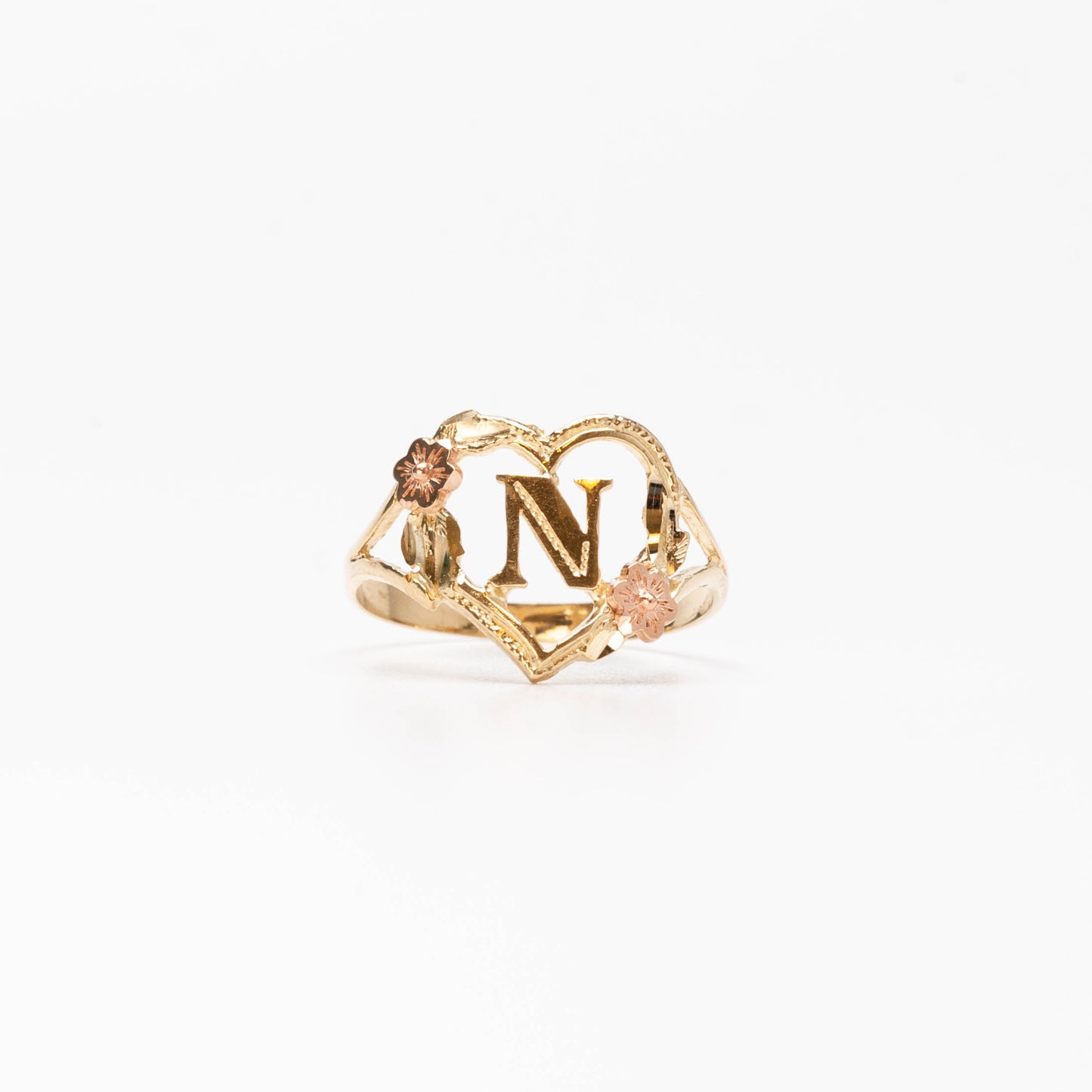 10K Heart Initial N Ring