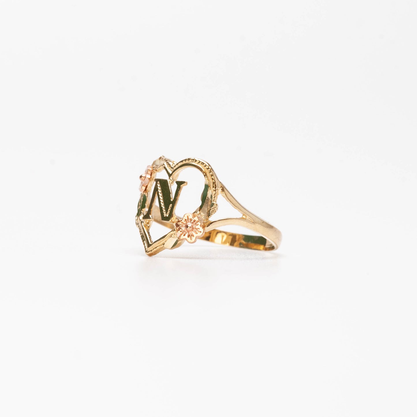 10K Heart Initial N Ring