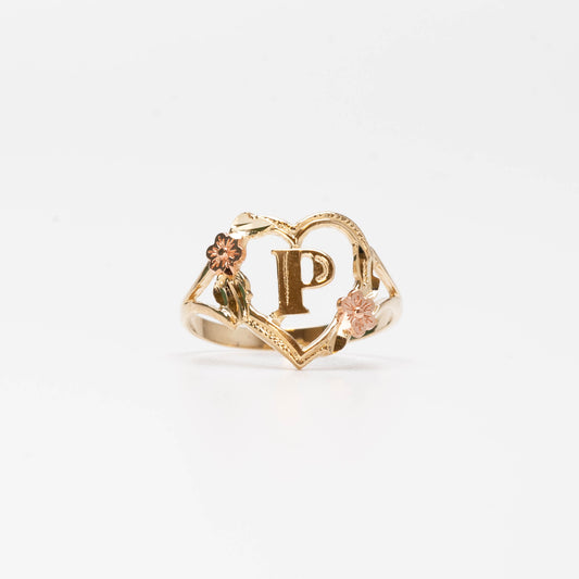 10K Heart Initial P Ring