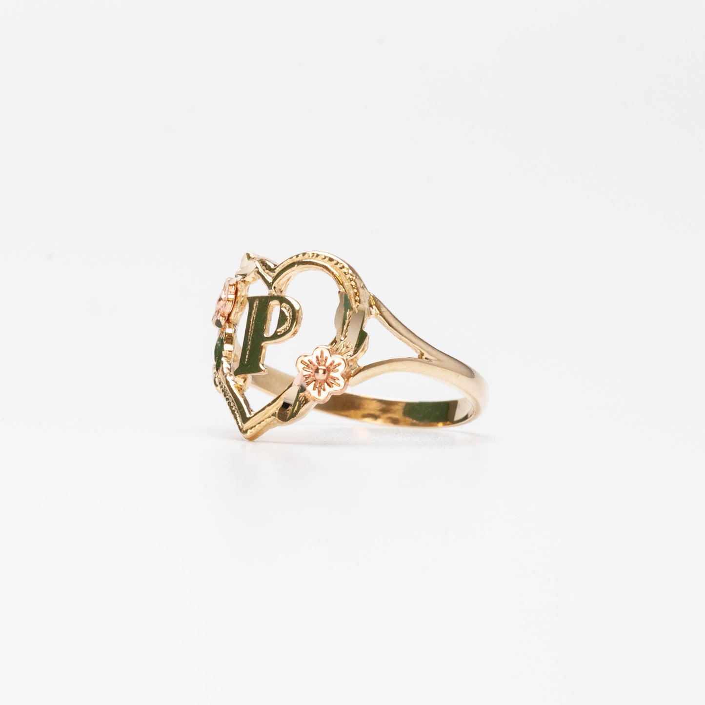 10K Heart Initial P Ring