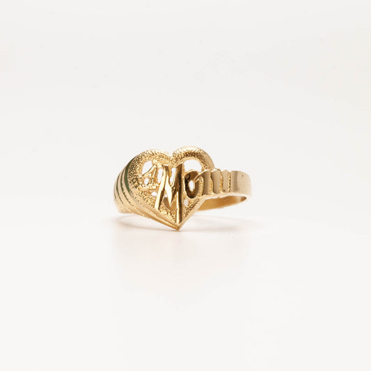10K MOM Heart Ring