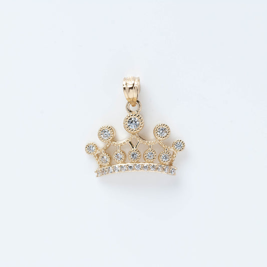 10K Gold Princess Crown Pendant