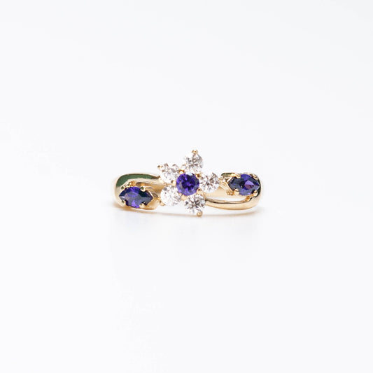 10K Birthstone Flower Ring