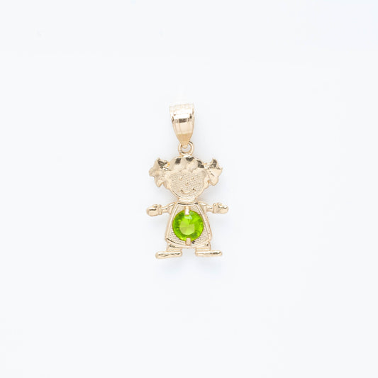 10K Gold Girl Birthstone (Aug.) Pendant