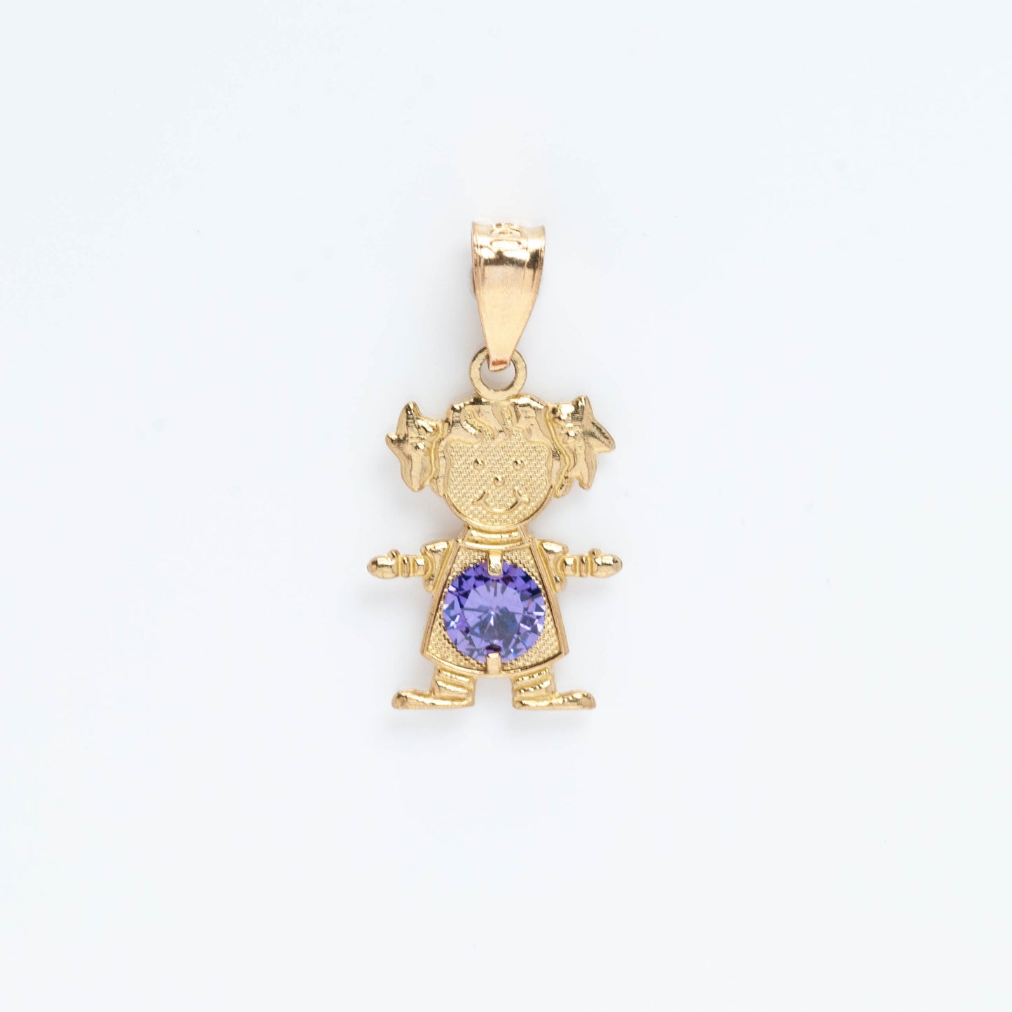 10K Gold Girl Birthstone (Feb) Pendant