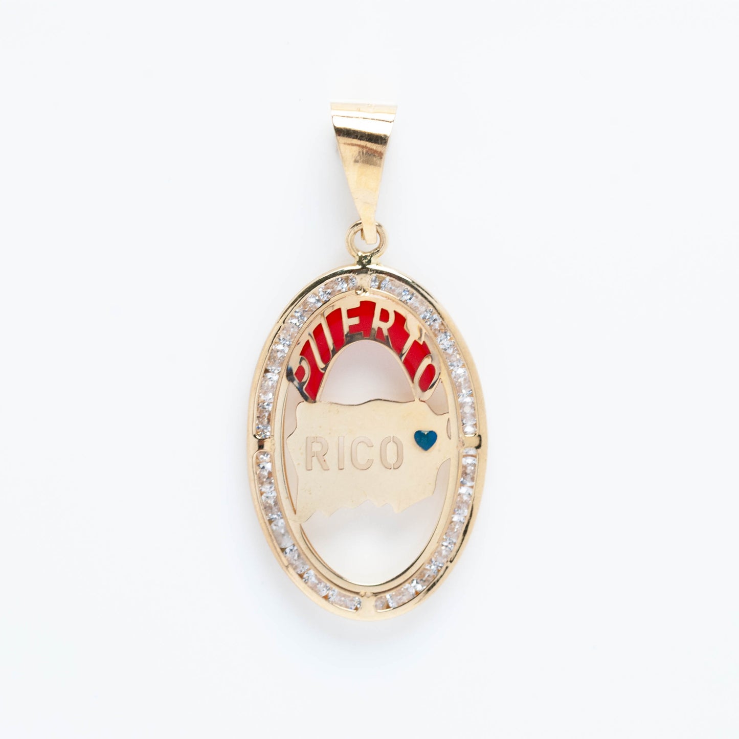 10K Gold Oval Puerto Rico Pendant