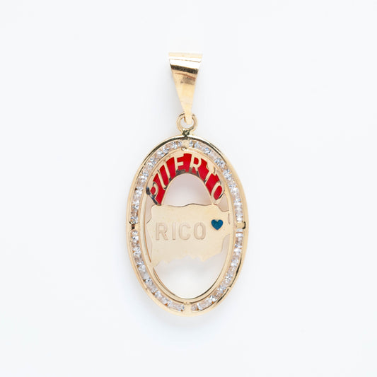 10K Gold Oval Puerto Rico Pendant