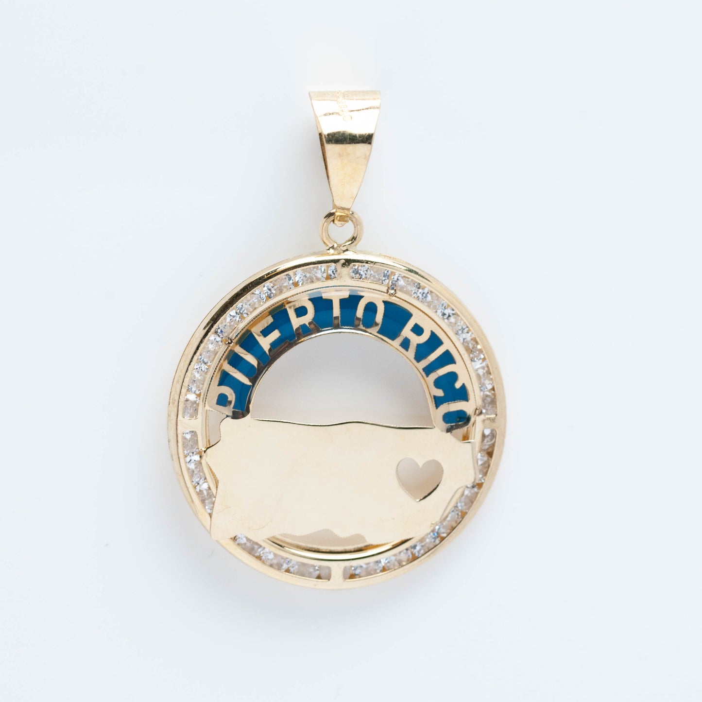 10K Gold Round Puerto Rico Pendant