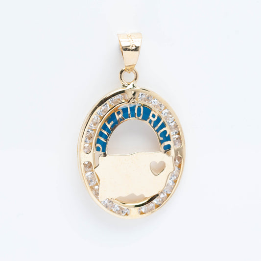 10K Gold Puerto Rico Map Pendant