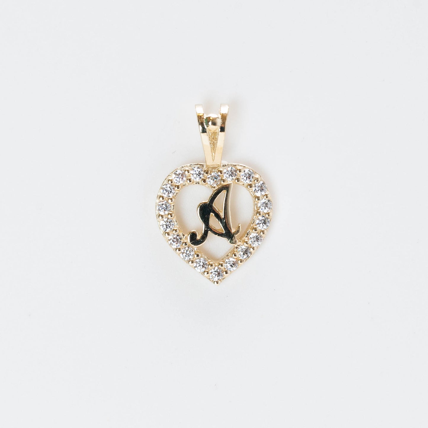 10K Gold Heart A Initial Pendant