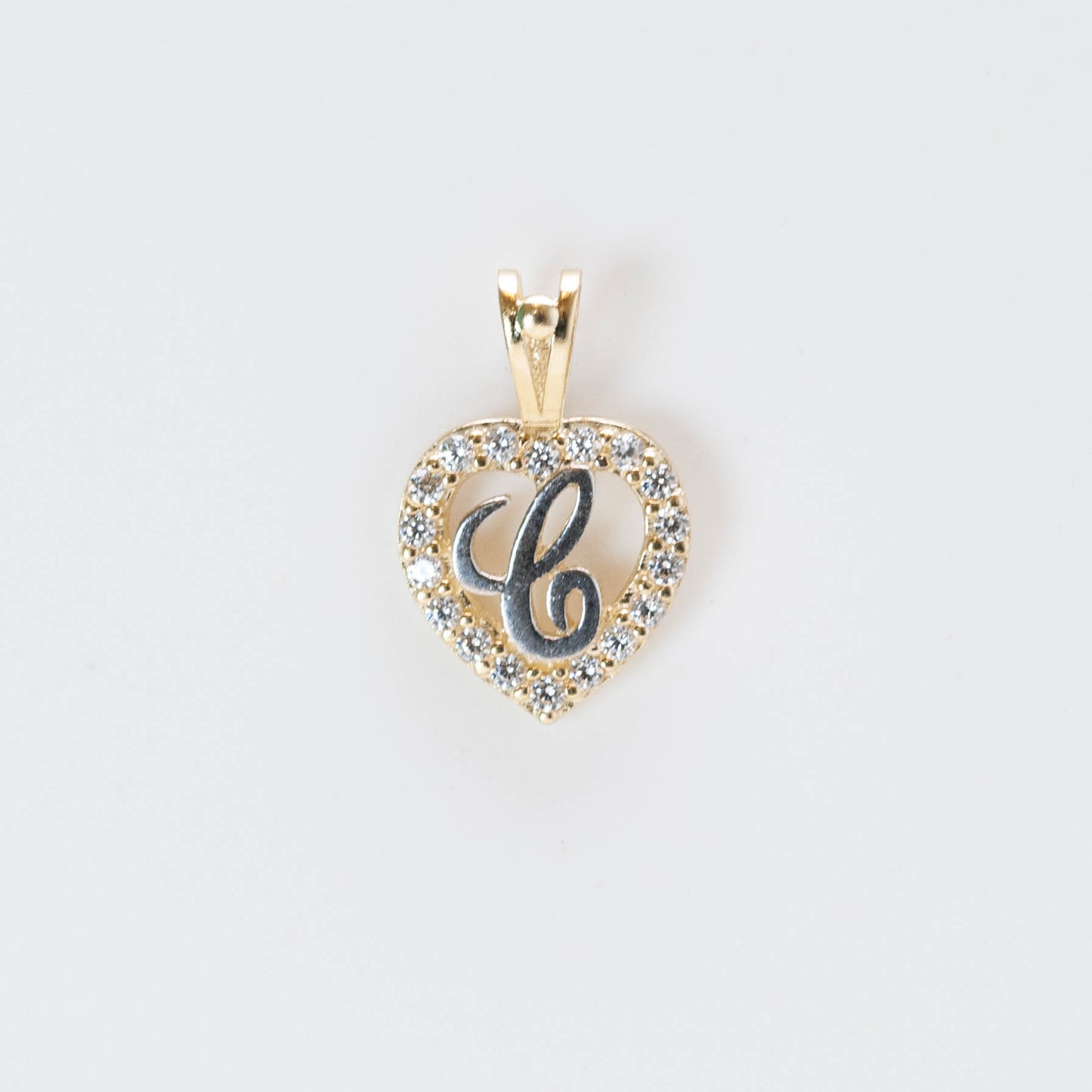 10K Gold Heart C Initial Pendant