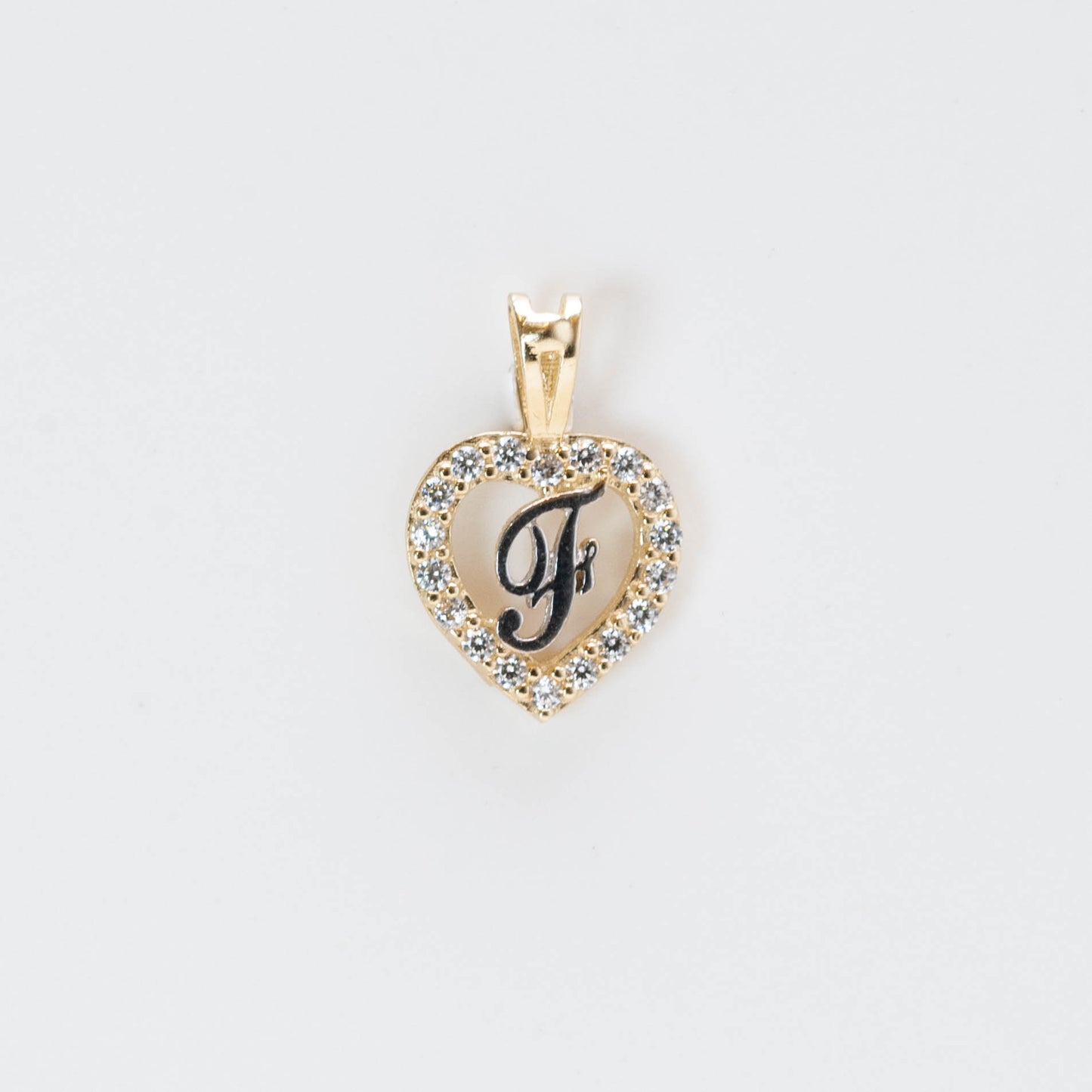 10K Gold Heart F Initial Pendant