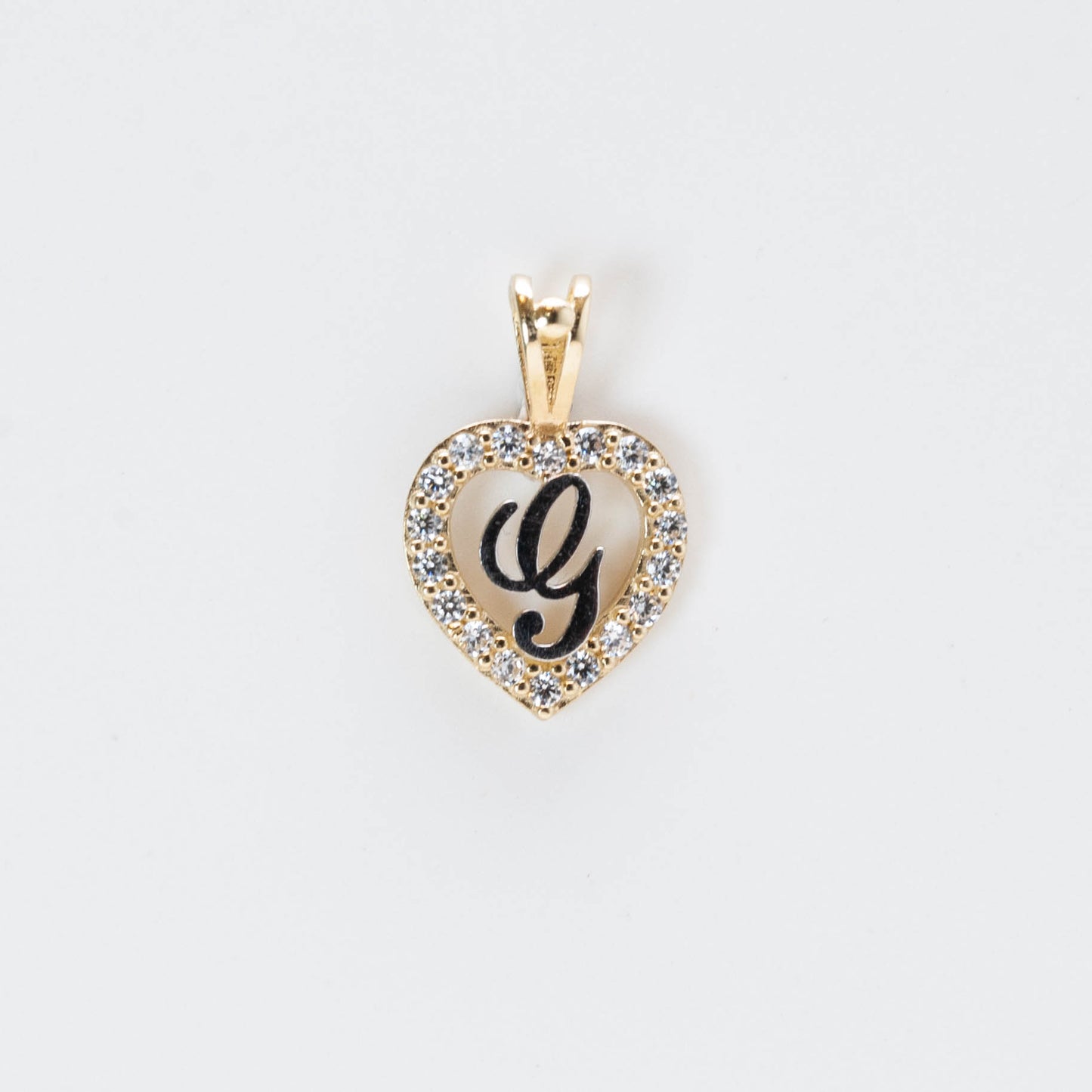 10K Gold Heart G Initial Pendant