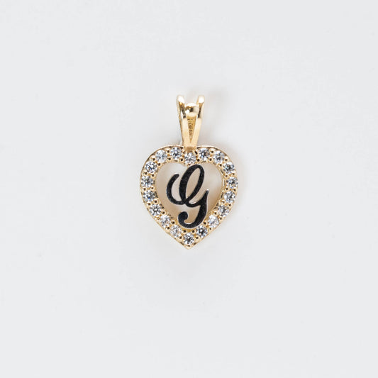 10K Gold Heart G Initial Pendant