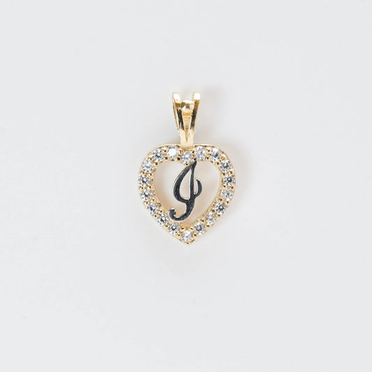 10K Gold Heart I Initial Pendant